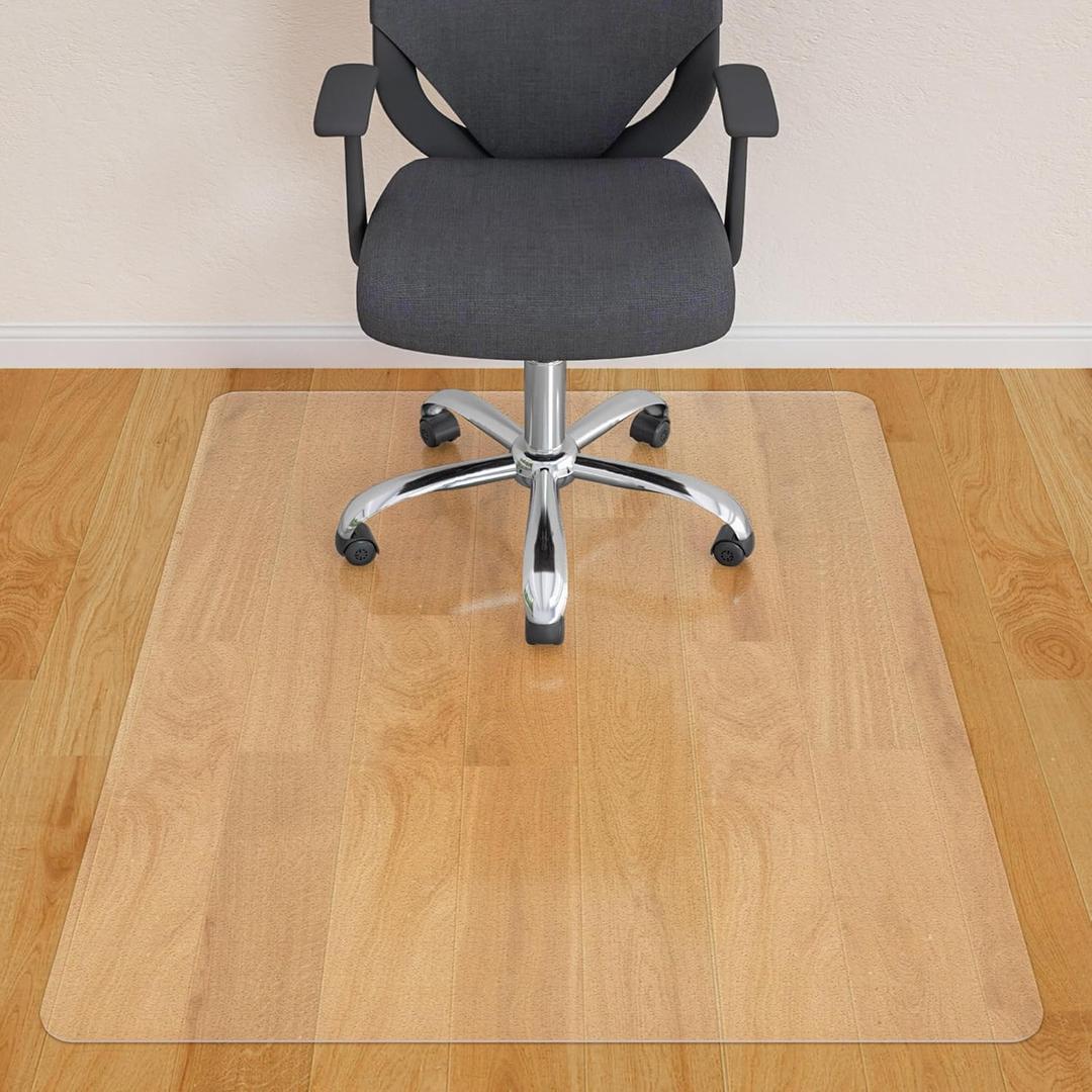 Office Chair Mat for Hardwood Floor- 44" x 58" Clear Computer Desk Chair Mat for Hard Wood/Tile Floors, Easy Glide Plastic Mat for Under Office Chairs on Hardwood for Work & Home