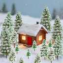 jiebor 28pcs Mini Christmas Trees Small Fake Miniature Snow Pine Model 2-5 Inch for DIY Village Train Railway Sand Table Buildings Architecture Diorama Garden Scenery Decor Supplies Green
