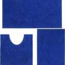 Bathroom Rugs Sets 3 Piece Non Slip,Bath Rugs with PVC Backing Bath Carpet,Bathroom Rug Washable,Absorbent,Plush Carpet Mats,Bath Mats for Bedroom, Kitchen,Tub,Home Decor (Royal)