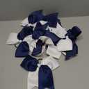 8 Inch 2 Colors Jumbo Cheerleader Bows Ponytail Holder Cheerleading Bows Hair (Navy blue/White) 12 piece