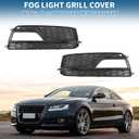 Fog Light Grill No.8T0807681K/8T0807682K 20.28"x6.10" Front Lower Bumper Fog Light Cover Inserts for Audi A5 2013-2017 ABS Black