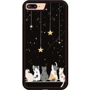 Black Cute Cat Iphone 7 Plus - 8 Plus Case - 5.5 Inch Cute Cat Iphone Case, Non-Slip Pattern Design and Shock Absorption, Soft Silica Gel Frame Support Black Phone Case for Teen Girls and Sisters