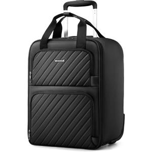 LUGGEX Underseat Carry On Luggage, Softside, Black, 17 Inch