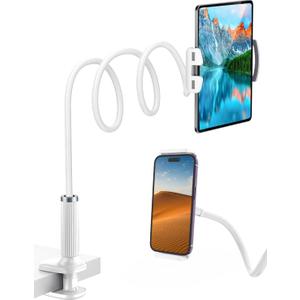 Niumowa Gooseneck Tablet Holder - Flexible Stand, Tablet Holder,Cell Phone Holder,Cell Stand, Flexible Adjustable Arm in Bed for/Mobile Phone/Switch/etc, 98 cm Total Length (White)