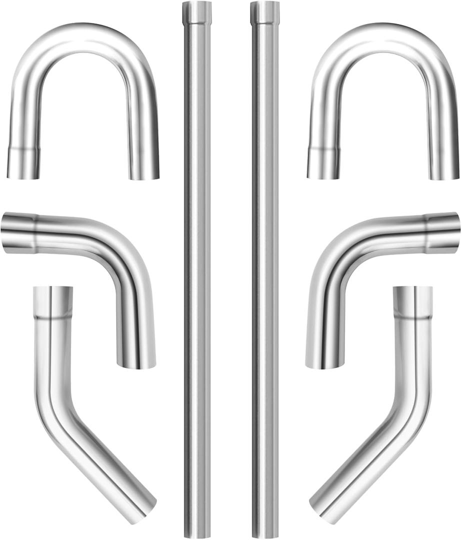 LCGP 2" Stainless Steel Custom Exhaust Kit Tubing Mandrel Bend Pipe Elbow Straight Pipe U-Shaped Pipe 8 Pcs