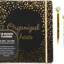 VOTUM 2025-2026 Monthly Large Planner- Daily, Weekly & Monthly Organizer with 3 Pens & Stickers - Organized Chaos Black, January 2025 to June 2026, Stylish & Durable