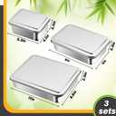 Tioncy 3 Sets Stainless Steel Cake Pan with Lid 11/9/5 Inch Rectangle Sheet Baking Pan with Covers Bakeware with Lids for Cakes Breads Casseroles Fish Vegetables and More