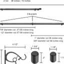 Kemmie 1" Window Treatment Curtain Rod with Cylindrical Cap Finials, Double Drapery Rod Adjustable Length 36-72", Matted Black