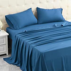 MICORAL Twin Bed Sheets Set, Soft Breathable Bedding Sheet Set, Sheets Set with 16" Deep Pocket Design (3 Pieces, Twin, Royal Blue)