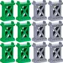 12 Pcs Train Bridge Pier Track Railway Accessories Multi Level Support Risers High Level Blocks Compatible All Major Brands, Grey+Green
