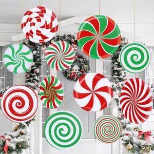12 Pcs 12 Inch/10 Inch Large Christmas Decorations Outdoor Double Sided Christmas Yard Hanging Ornaments Holiday Porch Lawn Candy Hanging Decorations for Xmas Tree Porch Yard Decor