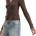 Velvet by Graham & Spencer Women's Drew Pointelle Long Sleeve T-Shirt Cardigan (Brown, XS)