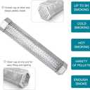 2pcs Smoker Tube 12in Pellet Smoker Tube Stainless Steel Smoke Tube for Hot or Cold Smoking 5 Hours of Billowing smoke Portable BBQ Smoking tube Generator Electric Charcoal Gas Grill Smoker