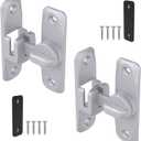 90/180 Degree Sliding Barn Door Lock and Latches, Silver, 2 PCS | Sturdy Aluminum Alloy, Proof Door Lock for Inside Barn Door, Screen Door, Bathroom, Closet, Cabinet, Screws & Spacer Included