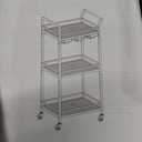 VASAGLE Bar Cart with 3-Tier Shelf, Wine & Glass Holders, Mini Bar for Small Spaces, Black