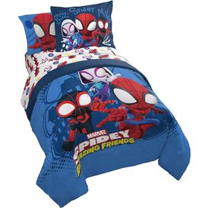 Jay Franco Marvel Spidey and His Amazing Friends Team Spidey 5 Piece Twin Size Bed Set - Includes Comforter & Sheet Set Bedding - Super Soft Fade Resistant Microfiber 