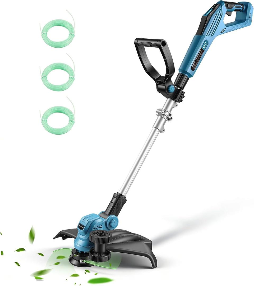 15" Cordless String Trimmer & Lawn Edger for 18V Battery(NOT Included), Electric Weed Wacker Auto Line Feed, Sidewalk Edger Weed Eater for Landscaping, Lawn with 4 Line Spools
