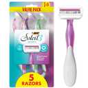 BIC Soleil 3 Sensitive Women's Disposable Razors, 3 Blades With Moisture Strip For a Silky Smooth Shave, 5 Piece Razor Set