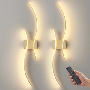 GLOTHOR Battery Operated Wall Sconce Set of Two, Dimmable Modern LED Rechargeable Wall Light with Remote Control, Wall Decor for Living Room