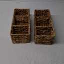 StorageWorks Wicker Toilet Basket Tank Topper, Toilet Paper Basket for Back of Toilet Tank Top, 3-Section Water Hyacinth Storage Baskets, 2-Pack (Natural(Water Hyacinth))