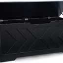 47.2” Storage Bench,Extra Large Wooden Storage Chest with 2 Safety Hinges,entryway Bench,Blanket Storage,Shoe Storage Bench for Entryway,Bedroom,Living Room,Easy Assembly-Black, 47.2" L × 15.7" W × 19.1" H