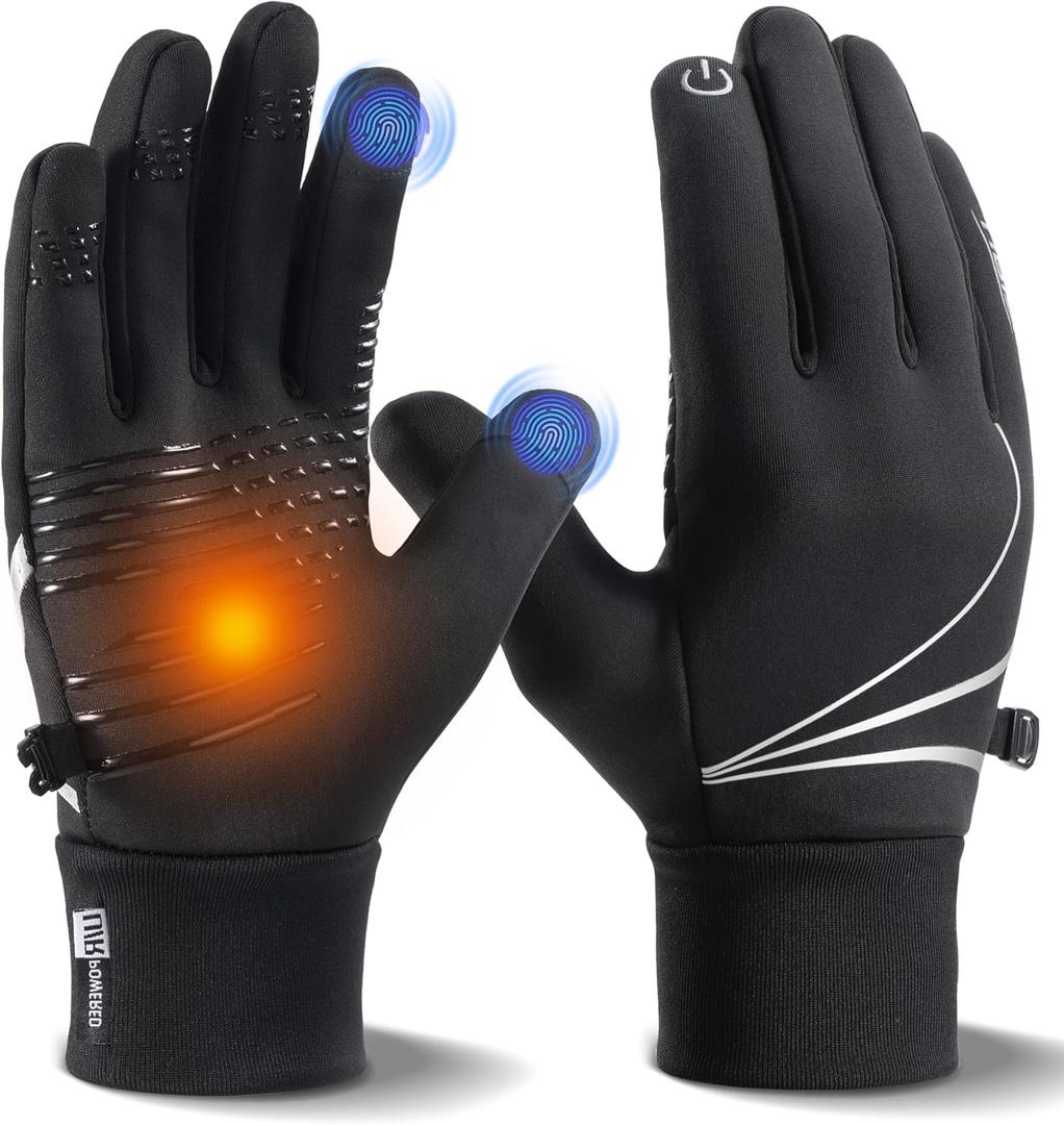 RUIXUE Winter Gloves for Men Women, Warm Thermal Windproof Touchscreen Non-Slip (Large, Black)