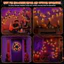 6 FT 54 LED Halloween Lights, 8 Modes & Timer Battery Operated Halloween Pumpkins Lights with Willow Vine Twig Garland, 3D Waterproof Decorations Lights for Home Indoor Wall Fireplace Mantle Party