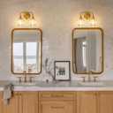 Gold Bathroom Light Fixtures 2-Lights Vanity Lights with Clear Glass Shade Bathroom Vanity Light 14 Inch Wall Sconces(Exclude E26 Bulb)