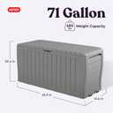 Keter Marvel Plus 71 Gallon Resin Outdoor Storage Box for Patio Furniture Cushions, Throw Pillows, Garden Tools and Pool Floats, Light Grey
