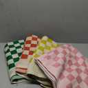 REDKISS Checkered Bath Towels Set - 4 Piece Large Shower Towels for Bathroom Decoration, Highly Absorbent Cotton Bath Towel of 4, Cute Checkered Shower Retro Towel for Bathroom, Multicolored (Green & Red & Pink & Yellow)