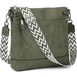 TANTOMI Vegan Leather Crossbody Bags for Women Hobo Travel Purse with Guitar Strap Trendy Women's Handbags with 6 Card Slots (Dark Green)