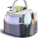Mesh Shower Caddy Portable for College Dorm Room Essentials with 8-Pocket Large Capacity for Beach,Swimming,Gym-Grey