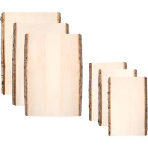 6 Pcs Live Edge Wood Slab 2 Size Unfinished Planks with Edge Bark for Wood Burning, Home Decor and Rustic Weddings