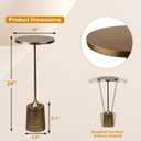 Jorsnovs Vintage Bronze Small End Table, 10'' Round Pedestal Side Table with Weighted Iron Base, Drink Table for Small Spaces, Antique Cocktail Table for Living Room, Entryway, or Bathroom, 10Dia. x 24H