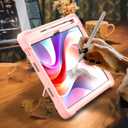 for Lenovo Idea Tab 11 Case 2025/K11 Gen2/Moto Pad 60 Neo 11 Inch, 3-in-1 Shockproof Cover w/Pen Holder, Soft Silicone & Hard PC, Horizontal Foldable Stand, Screenless Front, No Stylus (Gold Pink)
