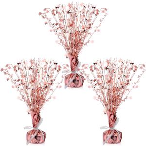 Crowye 3 Pieces Metallic Foil Spray Centerpiece Valentine's Day Table Decoration Party Star Burst Centerpieces Fall Table Decor for Birthday New Year 2026 Party Holiday(Rose Gold)