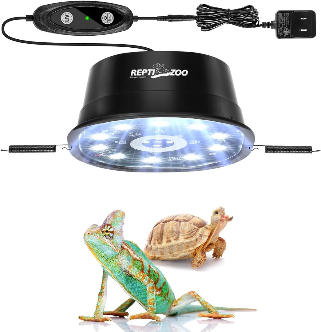 REPTI ZOO UVB Reptile Light with Dimming, LED UVB Light Bulb Fixture for Bearded Dragon Gecko Lizard Turtle Snake, Adjustable Brightness UVA UVB Lamp for Tropical & Desert Reptile,4"D x 4"W x 1.6"H