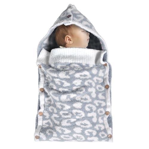 Pack Of 2 JOOJA Newborn Baby Swaddle Blanket for Boys Girls Essential for Infants 0-6 Months Receiving Blankets Knit Sleeping Bag Stroller Wrap Shower Gift Grey Cheetah