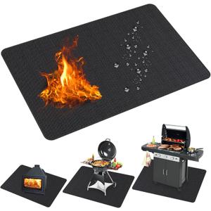 70 x 48 inches Under Grill Mats for Outdoor Grill, Easy to Clean Reusable Grill Mat for Deck, Double-Sided Fire Resistant, Water Resistant and Oil Proof, Fit for Indoor Fireplace Mat Fire Pit Mat