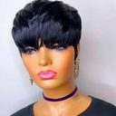 Flandi Pixie Cut Wig Human Hair Short Pixie Cut Wigs for Black Women Human Hair Glueless Pixie Wig Short Layered Brazilian Virgin Human Hair Wigs For Women Color 1B#