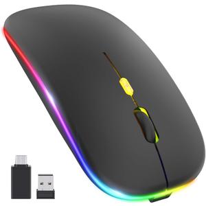 Upgrade LED Wireless Slim Silent Computer Mouse, 2.4G Portable Optical Office Mouse with USB & Type-c Receiver, 3 Adjustable DPI Levels for Notebook, PC, Laptop, MacBook