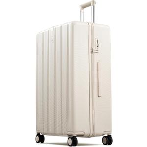Hanke Upgraded Elite 29 Inch Extra Large Checked Luggage, PC Hard Shell Suitcases with Wheels, TSA Lock, Explosion-Proof Zipper Suitcase for Long Travel Men & Women,Ivory White