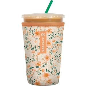 Sok It JavaSok Iced Coffee & Cold Soda Insulated Neoprene Cup Sleeve (Blush Blossoms, Medium: 22-28oz)