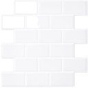 STICKGOO 10-Sheet White Subway Tiles Peel and Stick Backsplash, Stick on Tiles Kitchen Backsplash (Thicker Design)