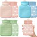 Amylove 3 Pcs Mini Hot Water Bottle for Hot & Cold Compress with Cover 320ml Silicone Microwave Heating Bottles Small Water Bag for Travel Holiday Gift(Pink, Blue, Green)