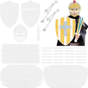 36 Pcs DIY Knight Play Set Includes Blank Cardboard Shields and Swords Color Your Own Knight Mask with Handles for Painting Gift Crafts Play Castle Activities