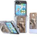 DAKORIE for Samsung Galaxy Z Flip 7 FE/6 Case with Kickstand Card Holder Hinge Protection Flip Phone Case Protective Cover for Samsung Galaxy Z Flip 7 FE 2025/Galaxy Z Flip 6 2024 5G - Clear
