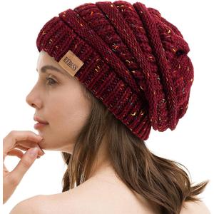 REDESS Slouchy Beanie Hat for Men and Women Winter Warm Chunky Soft Oversized Cable Knit Cap
