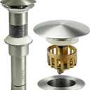 HENGDLOO Bathroom Sink Drain, with Overflow, Pop up Sink Drain Stopper with Strainer Plug for Vessel Sink Lavatory Vanity, SUS 304 Stainless Steel, Brushed Nickel