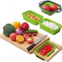 Expandable Over-the-Sink Cutting Board with Containers for Easy Meal Prep Cutting Board For Kitchen - Green